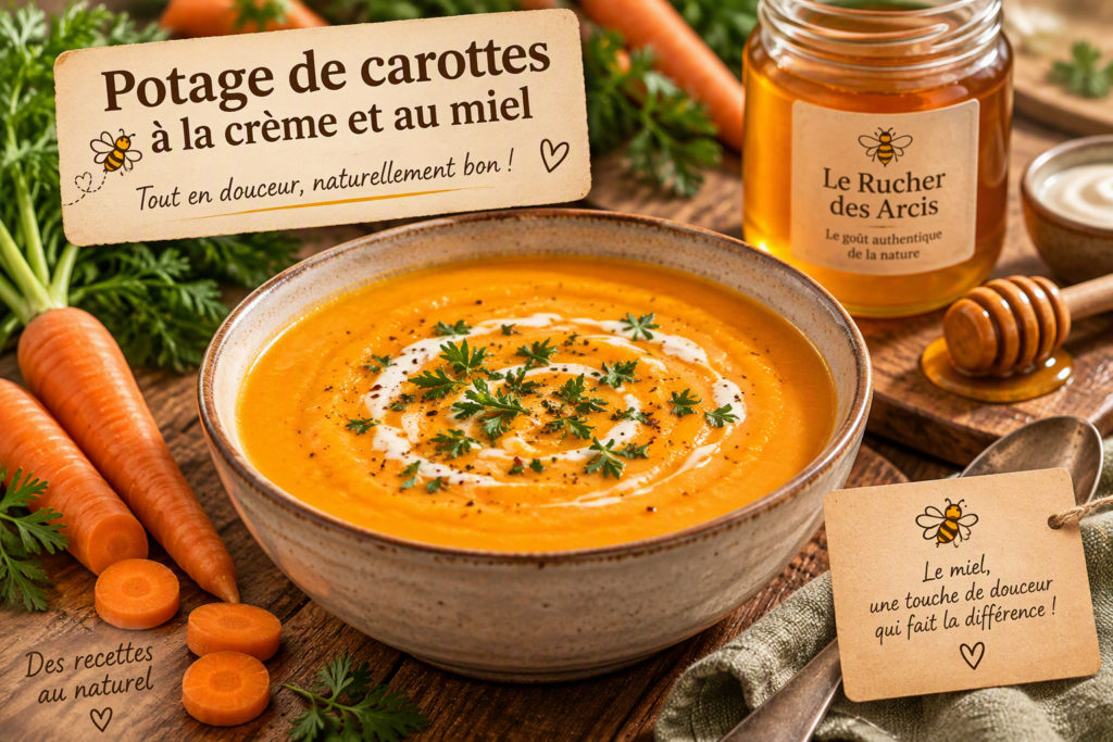 Potage de carottes à la crème et au miel