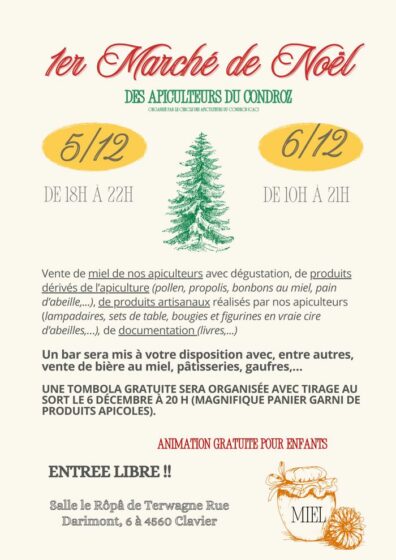 Affiche : 1er Marché de Noël des apiculteurs du Condroz