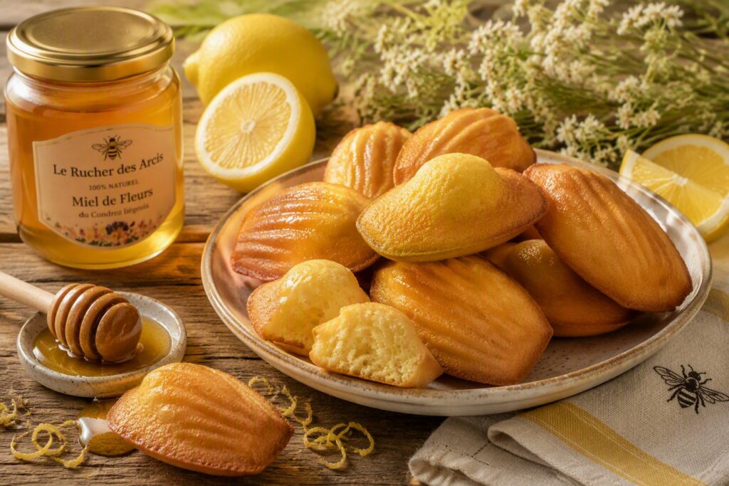 Madeleines au citron et miel de campagne