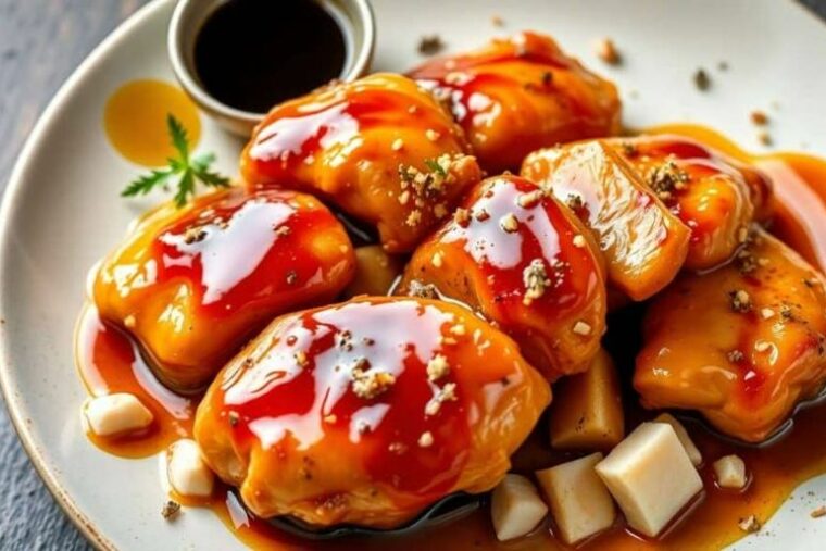 Poulet laqué au miel et sauce soja
