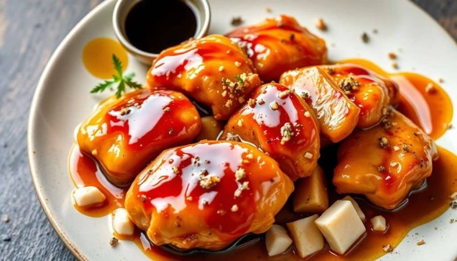 Poulet laqué au miel et sauce soja